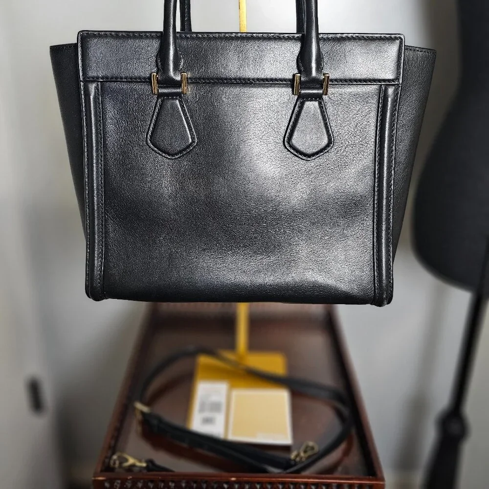 Michael Kors Collette Leather Satchel with Gold-Tone Hardware & Crossbody Strap - Picture 3 of 9